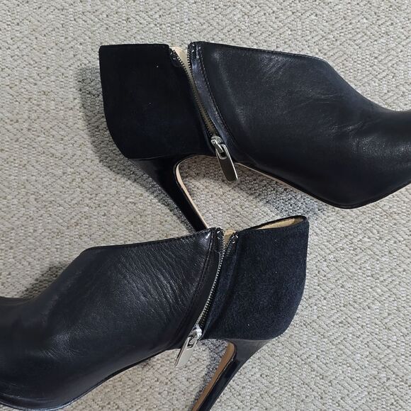 Milana Black Leather Peep Toe Made In Italy Heels - Size 39 - Picture 5 of 16